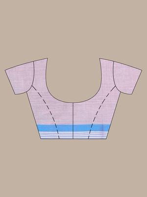 Ecru cotton handwoven saree with floral buttas 5