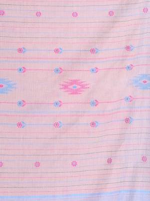 Beige cotton handwoven saree with floral buttas 4