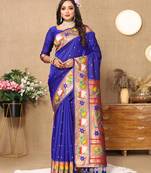 Blue Color Faux Banarasi  Silk Saree With Paithani Rich Weaved Pallu And  Blouse
