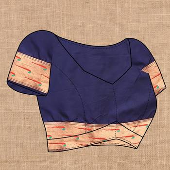 Navy Bllue Color Faux Banarasi Silk Saree With Paithani Rich Weaved Pallu And Blouse 5