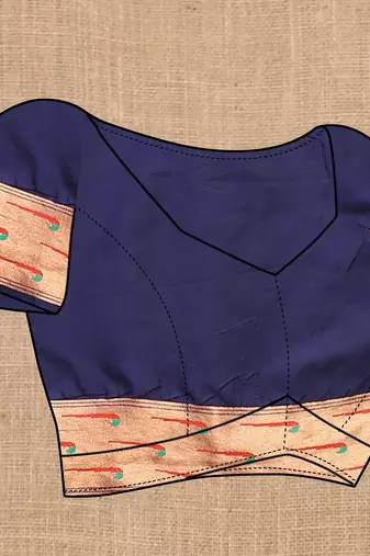 Navy Bllue Color Faux Banarasi Silk Saree With Paithani Rich Weaved Pallu And Blouse