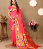 Shyam Pink Color Faux Banarasi  Silk Saree With Paithani Rich Weaved Pallu And  Blouse