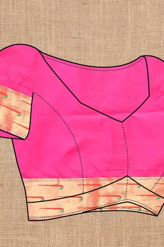 Pink Color Faux Banarasi Silk Saree With Paithani Rich Weaved Pallu And Blouse