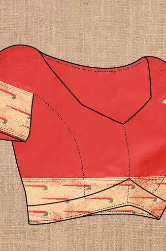 Red Color Faux Banarasi Silk Saree With Paithani Rich Weaved Pallu And Blouse