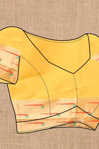 Yellow Color Faux Banarasi Silk Saree With Paithani Rich Weaved Pallu And Blouse