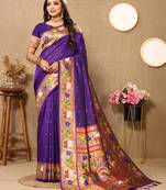 Purple Color Faux Banarasi  Silk Saree With Paithani Rich Weaved Pallu And  Blouse