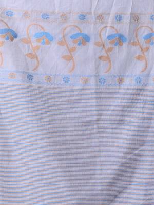 Ecru cotton handwoven saree with floral buttas 4
