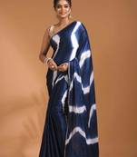 Navy blue tai dai saree