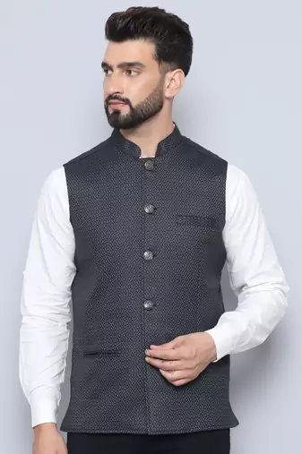 Nehru jacket with welt pockets