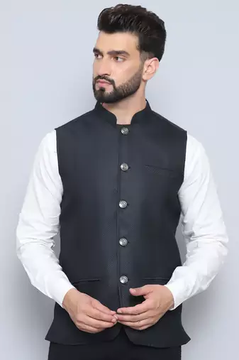Nehru jacket with welt pockets