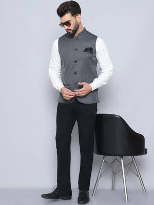 Nehru jacket with welt pockets 1