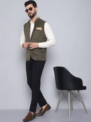 Nehru jacket with welt pockets 1