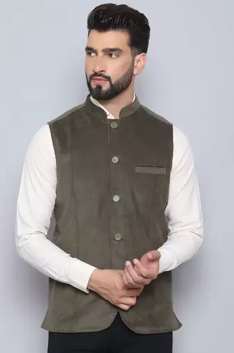 Nehru jacket with welt pockets