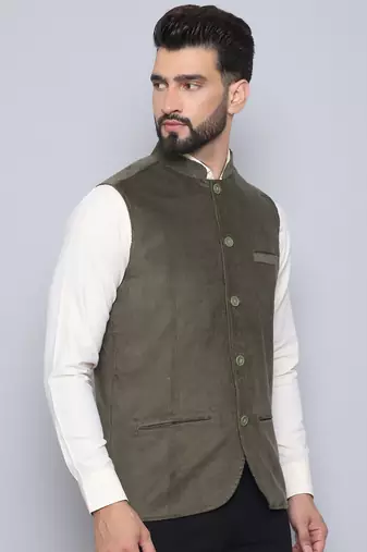Nehru jacket with welt pockets