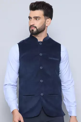 Nehru jacket with welt pockets