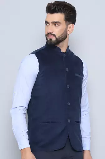 Nehru jacket with welt pockets