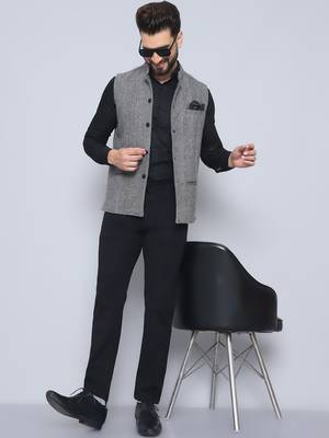 Nehru jacket with welt pockets 1