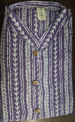 Purple And White Cotton Kurta And Pyjama Set 6
