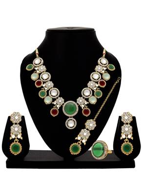 Blooming grace mehandi plated choker necklace set 2