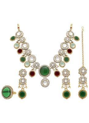 Blooming grace mehandi plated choker necklace set 3