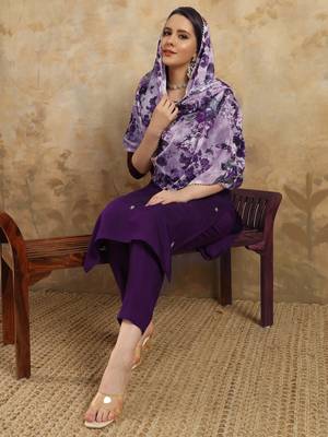 Women's Chanderi Embroidered Straight Kurta with Pant And Dupatta Set 5