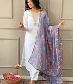 Women's Rayon Blend Embroidery Straight Kurta with Pant And Dupatta Set 