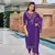 Dark purple hand work soft silk tulip pant suits with organza dupatta
