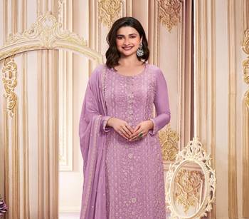 TRENDY DESIGNER FANCY PURPLE PINK STRAIGHT SALWAR SUIT SEMI STITCHED EMBROIDERY WORK 2