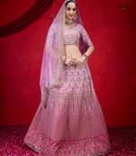 Sequence Embroidery Work Semi-Stitched Cotton Bridal Lehenga Choli With Dupatta For Women