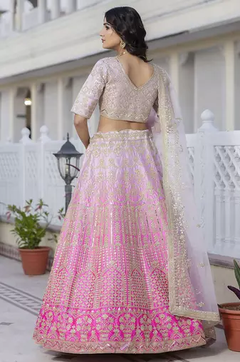 Sequence Embroidery Work Semi-Stitched Cotton Bridal Lehenga Choli With Dupatta For Women