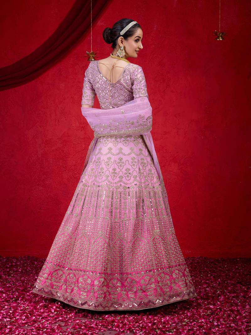 Sequence Embroidery Work Semi-Stitched Cotton Bridal Lehenga Choli With Dupatta For Women