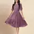 Trendmalls Plain Purple Satin Cotton Half Puff Sleeve Mini Western Dress for Women