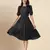 Trendmalls Black Satin Cotton Round Neck Half Puff Sleeve Mini Western Dress