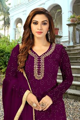 Trendmalls Cotton Embroidered Party Wear Kurta Pant with Dupatta Salwar Suit Set 6