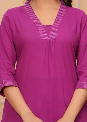 Burnt pink cotton slub kurta and pant set 3