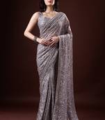 Grey Georgette Party Wear Saree