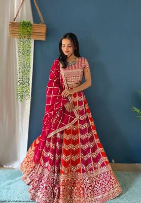  EMBROIDERED WITH SEQUNCE GEROGETTE LEHENGHA  WITH BLOUSE  1