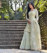 Pista Colour Beautiful Faux Georgette Fabric Fully Stitched Sharara Suit