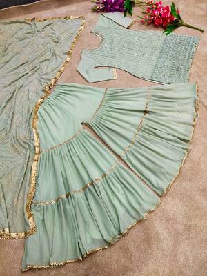 Pista Colour Beautiful Faux Georgette Fabric Fully Stitched Sharara Suit 4
