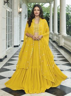 READYMADE 42 SIZE GEORGETTE LEHENGA CHOLI  1