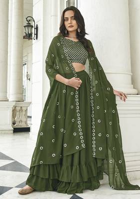 GEORGETTE GREEN LEHENGA CHOLI 1
