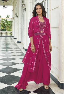  GEORGETTE PINK LEHENGA CHOLI  1