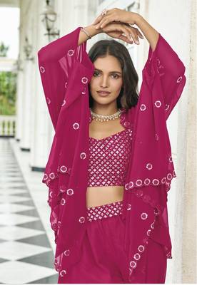  GEORGETTE PINK LEHENGA CHOLI  3