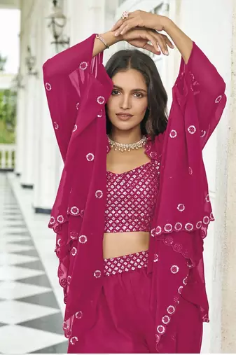  GEORGETTE PINK LEHENGA CHOLI 