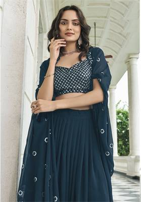 GEORGETTE BLUE LEHENGA CHOLI  3