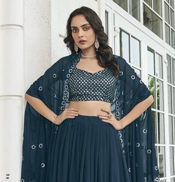 GEORGETTE BLUE LEHENGA CHOLI  4