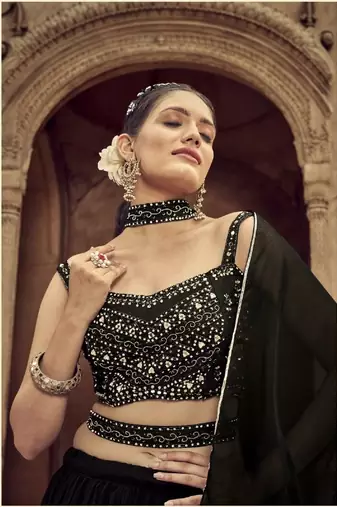 Black Georgette Lehenga Choli For Women