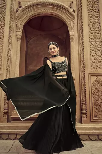 Black Georgette Lehenga Choli For Women