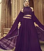  PURPLE GEORGETTE HANDWORK LEHENGA CHOLI 
