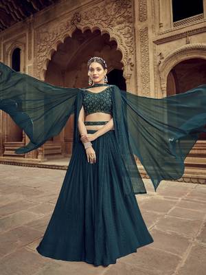  GREEN BLUE GEORGETTE HANDWORK LEHENGA CHOLI  4